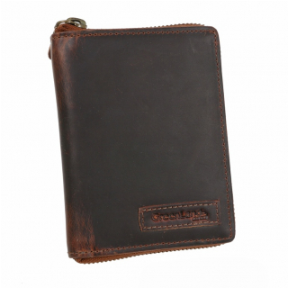 Kožená bezpečnostná peňaženka na zips GREENLAND RFID 3110 hnedá