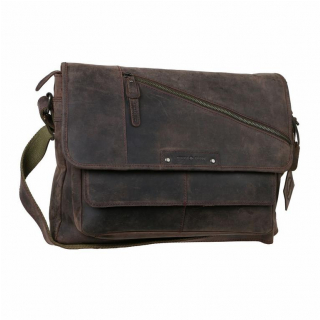Kožená taška cez plece pre notebook do 16" GreenBurry REVIVAL 