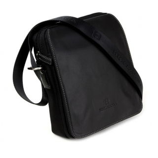 Príručná kožená taška HEXAGONA 299162, 20x17 cm čierna