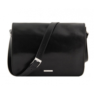 Kožená brašna Double messenger TUSCANY | 90475 čierna