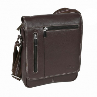 SENDI DIZAJN | Elegantná kožená taška s poklopom a zipsami hnedá