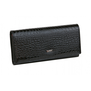 Kožená dámska listová kroko peňaženka LOREN 72401 čierna