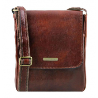 Crossbody kožená taška s poklopom JOHN TL141408 hnedá | TUSCANY LEATHER