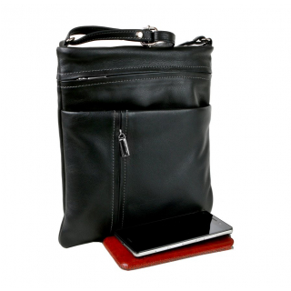 SENDI DIZAJN | Elegantná crossbody taška - kapsa 20x17 cm koža čierna
