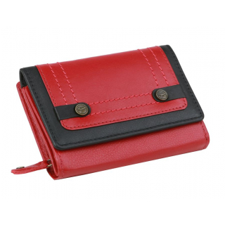 Menšia dámska kožená peňaženka s prešívaním červená