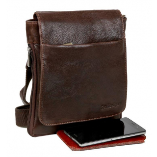 SENDI DIZAJN | Kožená taška na rameno s poklopom 25x21 cm hnedá