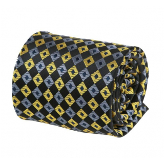 Pánska kravata ORSI, čierna s farebnými štvorčekmi