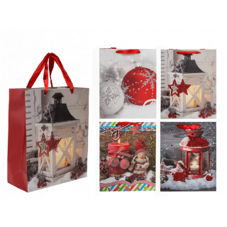 Vianočná darčeková taška s trblietkami 26 x 32 x 12 cm