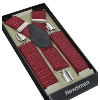 Pánske traky NEWSMEN bordové s bielym vzorom