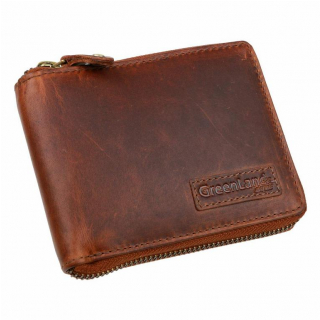 Kožená bezpečnostná peňaženka na zips GREENLAND RFID 3111 hnedá