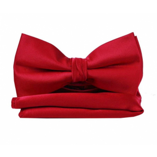 Pánsky motýlik s vreckovkou jahodovo- červený ORSI