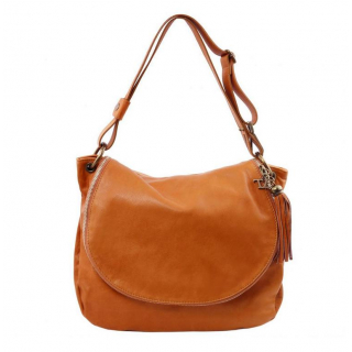 Exkluzívna dámska kabelka so strapcom cognac TUSCANY BAG SOFT