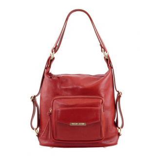 Dámska červená kabelka z teľacej kože 2v1 TUSCANY BAG