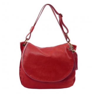 Exkluzívna červená kabelka so strapcom TUSCANY BAG SOFT