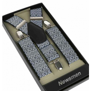 Pánske traky NEWSMEN modro-biele ornamenty