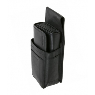 ČIERNA ČAŠNÍCKA KOŽENÁ PEŇAŽENKA S DRŽIAKOM GREENLAND NAPPA (SET)
