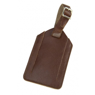 Kožená visačka - menovka na kufor, 6x10 hnedá 1 ks