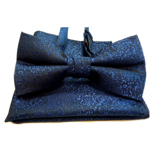 Pánsky motýlik a vreckovka ORSI, modrý ornament