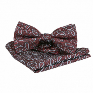 Motýlik a ozdobná vreckovka ORSI, paisley bordový