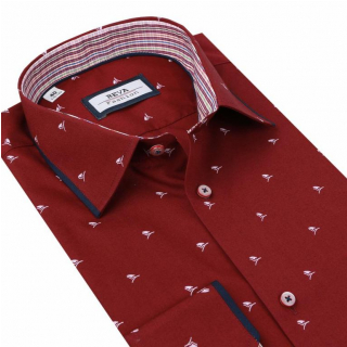 Pánska bordová slim košeľa BEVA dlhý rukáv