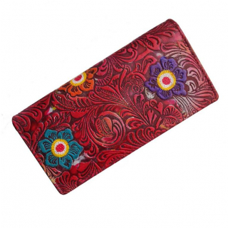 Veľká listová peňaženka MERCUCIO kvetinová červená