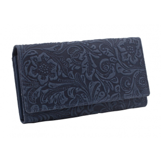Dámska exkluzívna peňaženka s RFID kvetinový vzor modrá