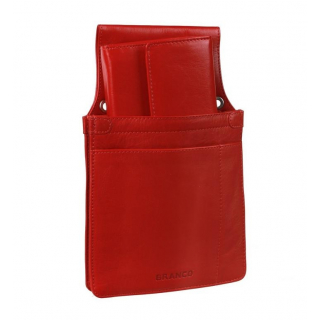 Kožená čašnícka súprava - peňaženka a celokožené puzdro, červená