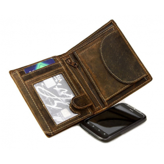 Pánska kožená peňaženka s rfid GreenBurry 1796A na výšku hnedá