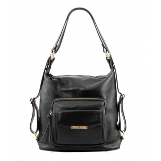 Luxusná kabelka-batoh 2v1 TUSCANY čierna koža