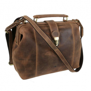Štýlová kabelka-kufrík z brúsenej kože GREENBURRY