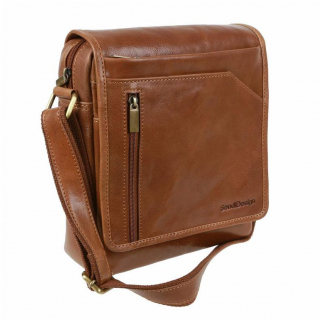 SENDI | Kožená taška na rameno s poklopom 28x22 cm