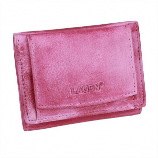Cyklámenová peňaženka LAGEN® Soft koža, francúzsky mincovník