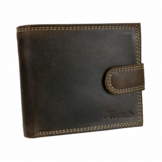 Hnedá kožená peňaženka s prackou MERCUCIO, 3 karty
