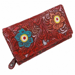Dámska peňaženka kvetinová červená MERCUCIO 15 kariet
