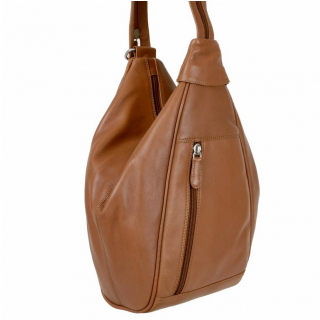 Štýlový dámsky batoh - kožená kabelka na rameno BRANCO koňak