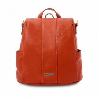 Oranžová kabelka-ruksak TUSCANY SOFT Leather
