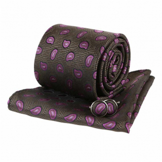 Súprava ORSI kravata a vreckovka, hnedá