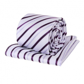 Kravatový set ORSI fialkový prúžkovaný