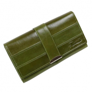 Listová dámska peňaženka s prešívaním MERCUCIO zelená koža