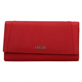 Luxusná dámska peňaženka LAGEN 10 kariet, červená koža
