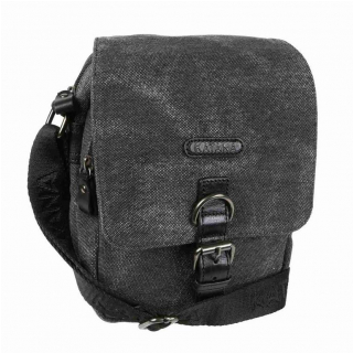 Expandovateľná čierna crossbody taška A5 KATANA canvas, koža