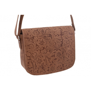 Kožená kabelka s kvetinovou potlačou 24x22x10 cm béžová