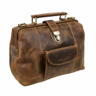 Štýlová kabelka-kufrík z brúsenej kože 30x24x14 GREENBURRY