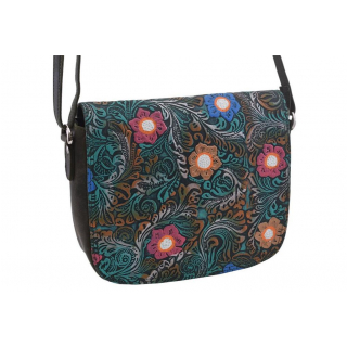 Kabelka kožená zelená MERCUCIO ručne maľovaná