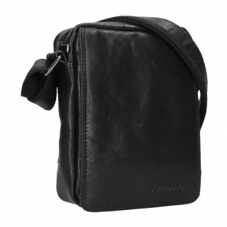 Príručná kožená taška cez plece 21x16x5 SENDI DESIGN čierna