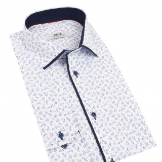 Pánska košeľa BEVA Regular biela s modrým vzorom