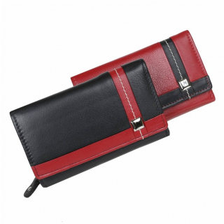 Červená NAPPA kožená peňaženka pre 15 kariet MERCUCIO 