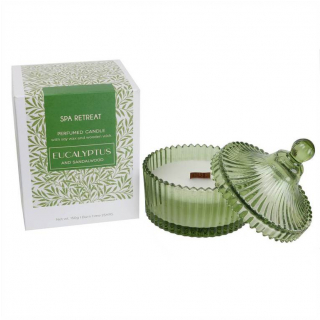 Sójová sviečka s dreveným knôtom EUCALYPTUS + SANDAL WOOD