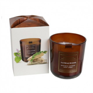 Sviečka SANDALWOOD + kadidlo, zelené listy, pačoli, vetiver