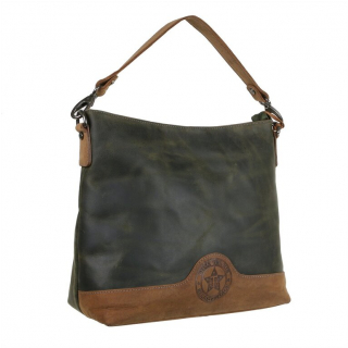 Exkluzívna kabelka z brúsenej olivovej kože GREENBURRY